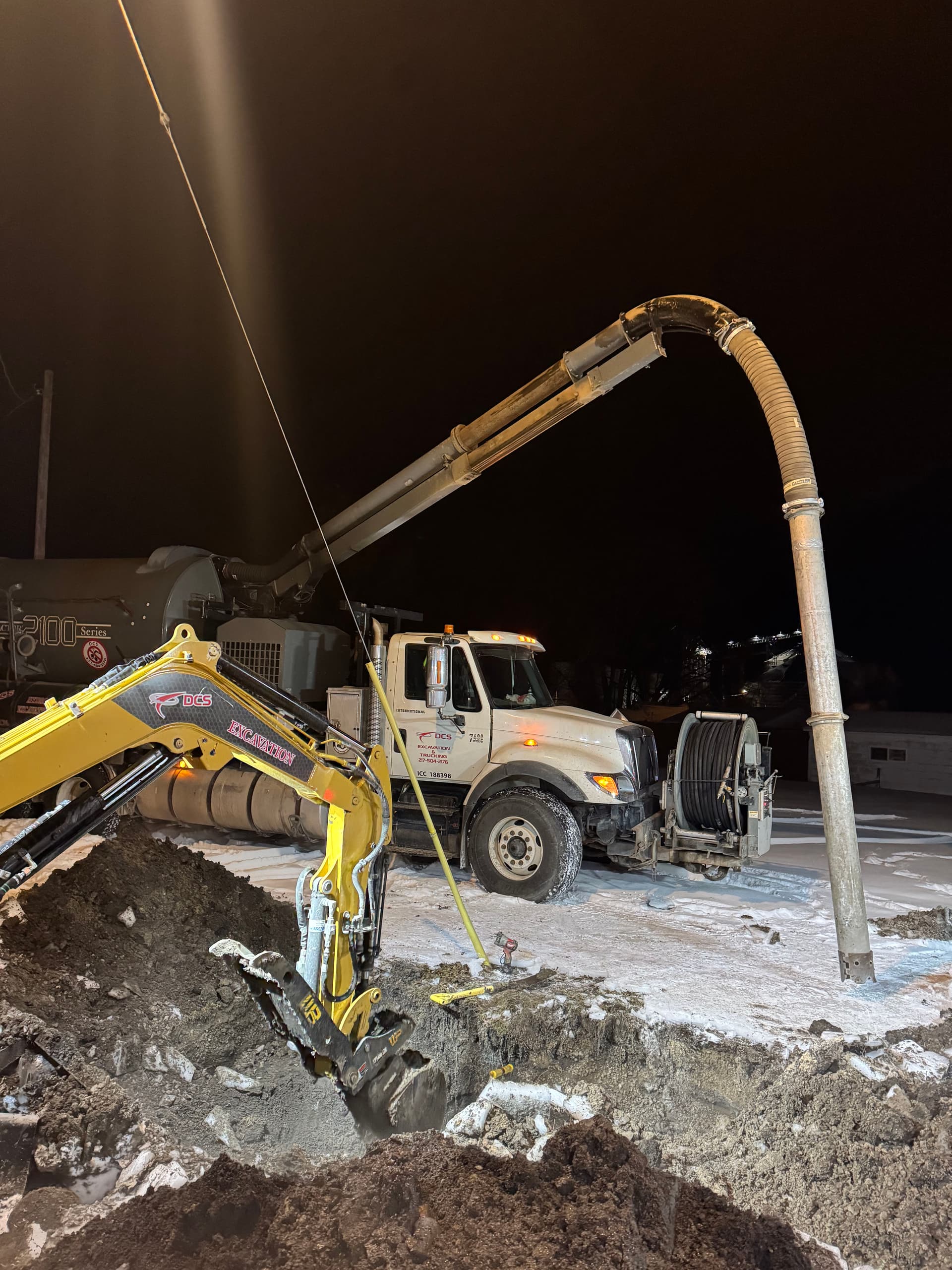 Late Night Water Main Repairs in Snowy Conditions